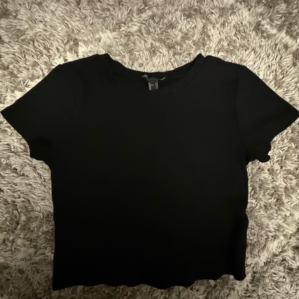 Forever 21 Black Ribbed Crop Top